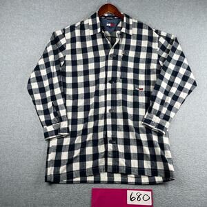 Vintage Tommy Hilfiger Flannel Big Button Shirt Small Button Up Long Sleeve Mens